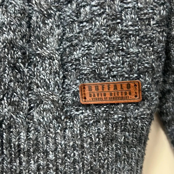 NWT Buffalo David Bitton Men’s Sweater Blue Button Up Mock Neck size Large - Picture 6 of 7
